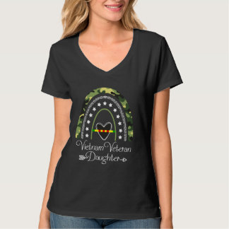 Vietnam Veteran Tochter Boho Rainbow Funny Vetera T-Shirt