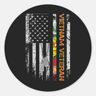 Vietnam Veteran Vintage Flag Memorial Patriotisch Runder Aufkleber