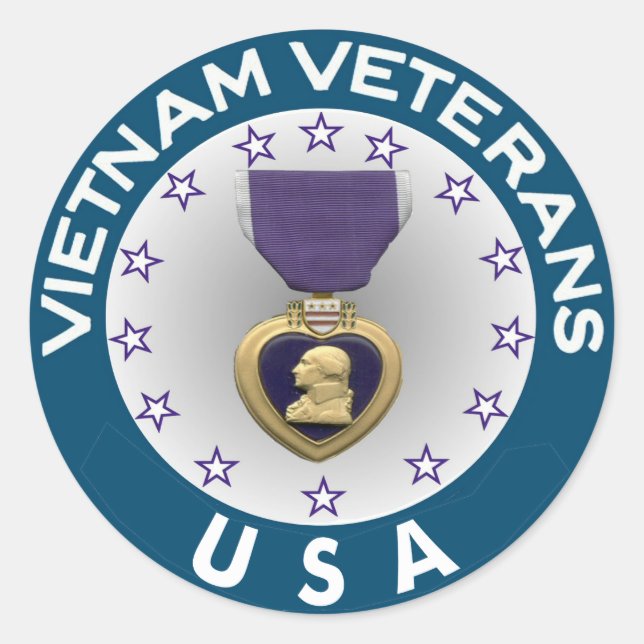 Vietnam Veteranen des Lila Herzens der USA Runder Aufkleber (Vorderseite)