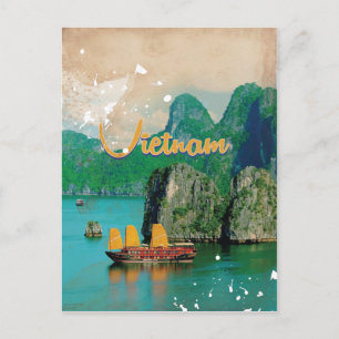 Vietnam Vintage Urlaubsposter Postkarte