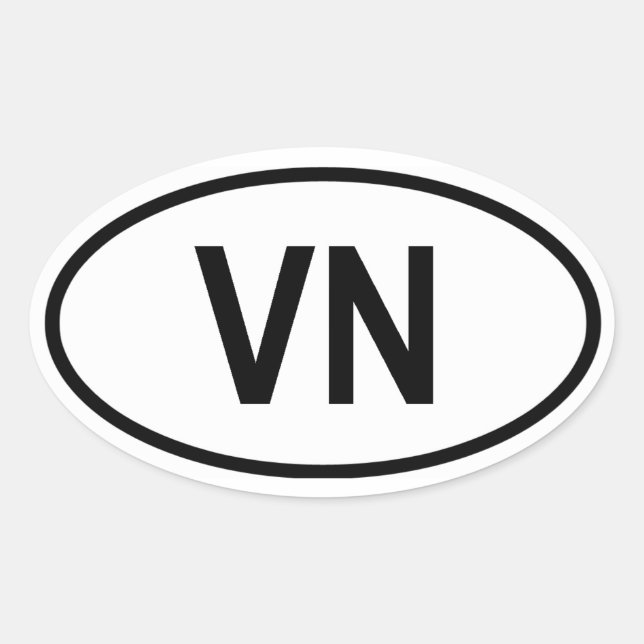 Vietnam "VN" Ovaler Aufkleber (Vorderseite)