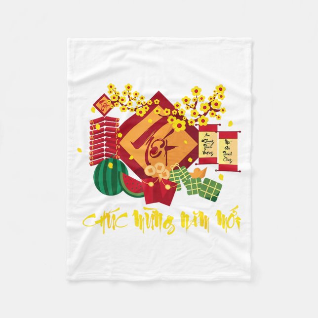 Vietnamese Lunar New Year 2026 Tet Viet Chuc Mung  Fleecedecke (Vorderseite)