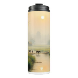 Vietnamese Morning Mist Village Watercolor Art Thermosbecher