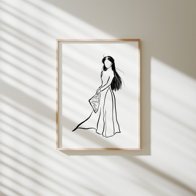 Vietnamesisch Ao Dai Frau mit Hat Poster (Von Creator hochgeladen)