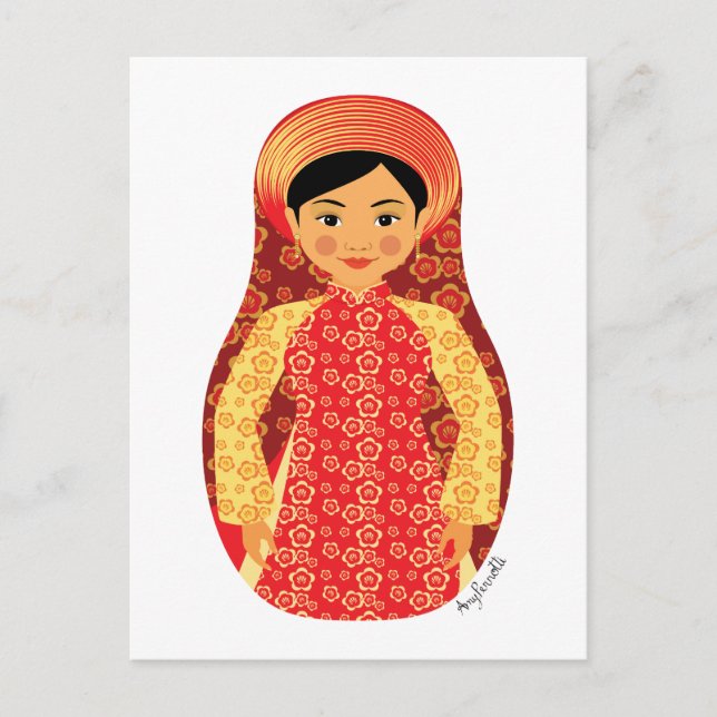 Vietnamesisch Fire Matryoshka Postcard Postkarte (Vorderseite)