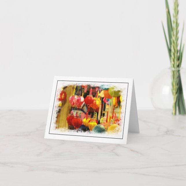 Vietnamesisch Lantern geflochtene Notecard Dankeskarte (Vorderseite)
