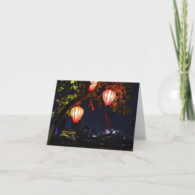 Vietnamesisch Lantern geflochtene Notecard Dankeskarte (Vorderseite)
