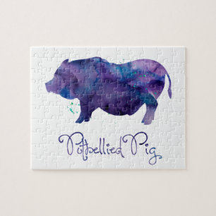 Vietnamesisch Potbellied Pig Watercolor Design