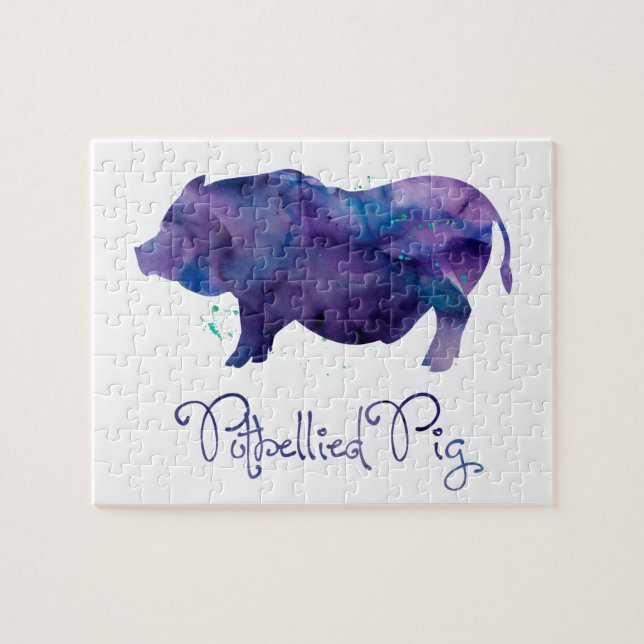 Vietnamesisch Potbellied Pig Watercolor Design (Horizontal)