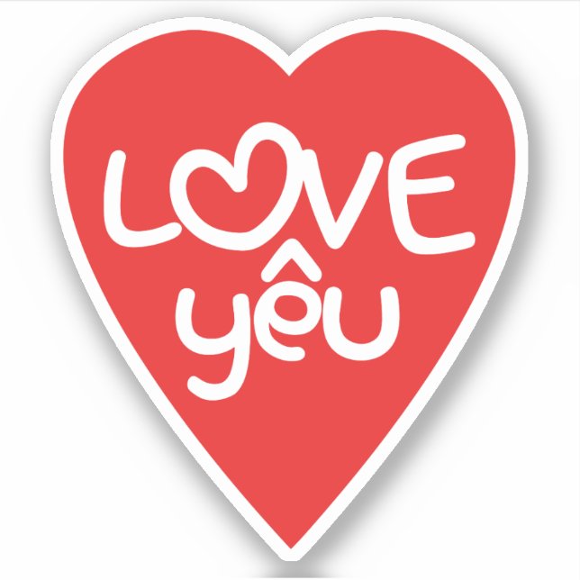 Vietnamesisch Valentine in Liebe Yêu in asiatische Aufkleber (Vorderseite)