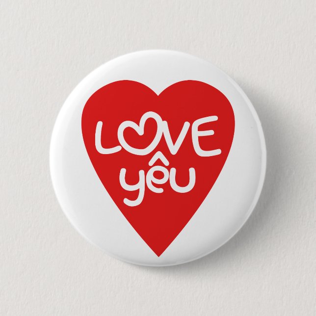 Vietnamesisch Valentine in Liebe Yêu in asiatische Button (Vorderseite)