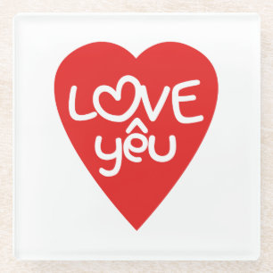 Vietnamesisch Valentine in Liebe Yêu in asiatische Glasuntersetzer