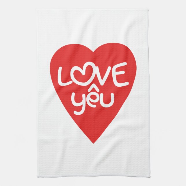 Vietnamesisch Valentine in Liebe Yêu in asiatische Handtuch (Vertikal)