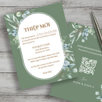Vietnamesische Eukalyptus-Hochzeit Thiệp Mời mit Q