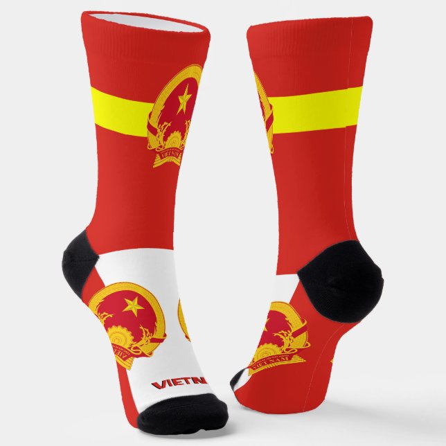 vietnamesische Flagge Patriotisch, Nachhaltiges Vi Socken (Gewinkelt)