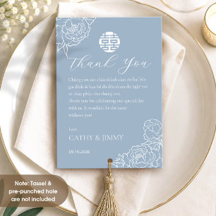 Vietnamesische Hochzeit Pfingstrose Staubblau Dank Dankeskarte