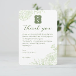 Vietnamesische Hochzeit Ranunculus Grüne Dankeskar Dankeskarte