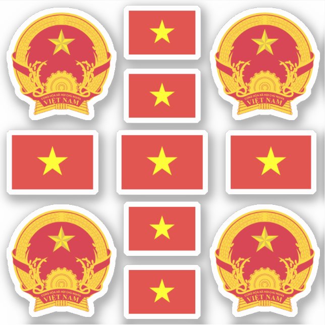 vietnamesische Staatssymbole/Wappen und Flagge Aufkleber (Vorderseite)