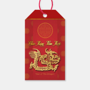 Vietnamesischer New Year Dragon Papier geschnitten Geschenkanhänger