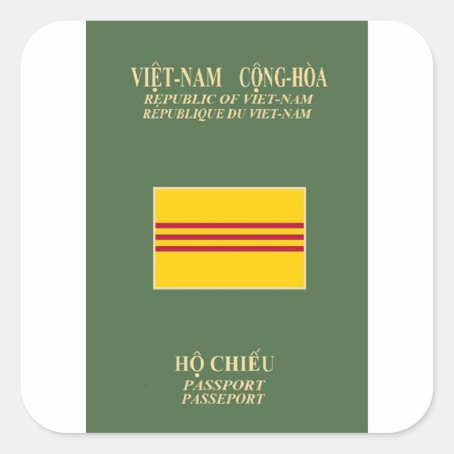 Vietnamesischer Pass - Flagge Südvietnams Quadratischer Aufkleber (Vorderseite)