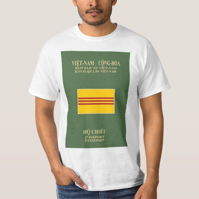 Vietnamesischer Pass- Flagge von Südvietnam T-Shirt (Vorderseite)