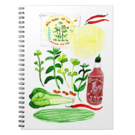 Vietnamesischer Reißepapier Rolls Recipe Watercolo Notizblock