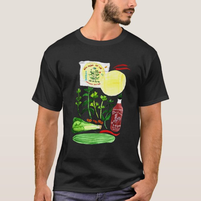 Vietnamesischer Reißepapier Rolls Recipe Watercolo T-Shirt (Vorderseite)