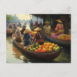 Vietnamesischer schwimmender Markt Postkarte