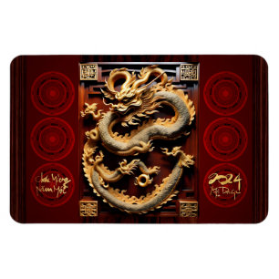 Vietnamesischer Trommler Têt Dragon Neujahrskuptur Magnet