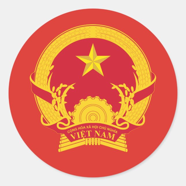 Vietnamesisches Emblem, Flagge Vietnams Runder Aufkleber (Vorderseite)