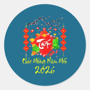 Vietnamesisches Lunar Neujahr 2026 Tet Viet Chuc M Runder Aufkleber