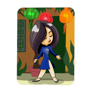Vietnamesisches Mädchen in einem Ao Dai Magnet