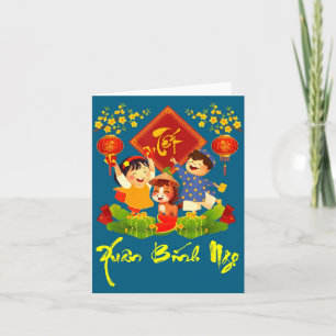 Vietnamesisches Neujahrsdekoration Tet Illustratio Karte
