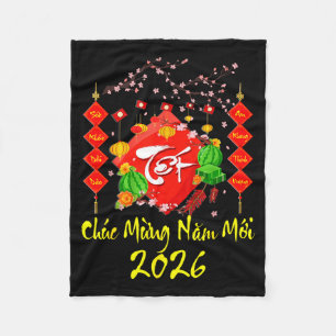 Vietnamesisches Neujahrsfest 2026 Tet Viet Chuc Mu Fleecedecke