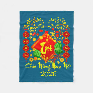 Vietnamesisches Neujahrsfest 2026 Tet Viet Chuc Mu Fleecedecke