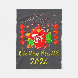 Vietnamesisches Neujahrsfest 2026 Tet Viet Chuc Mu Fleecedecke