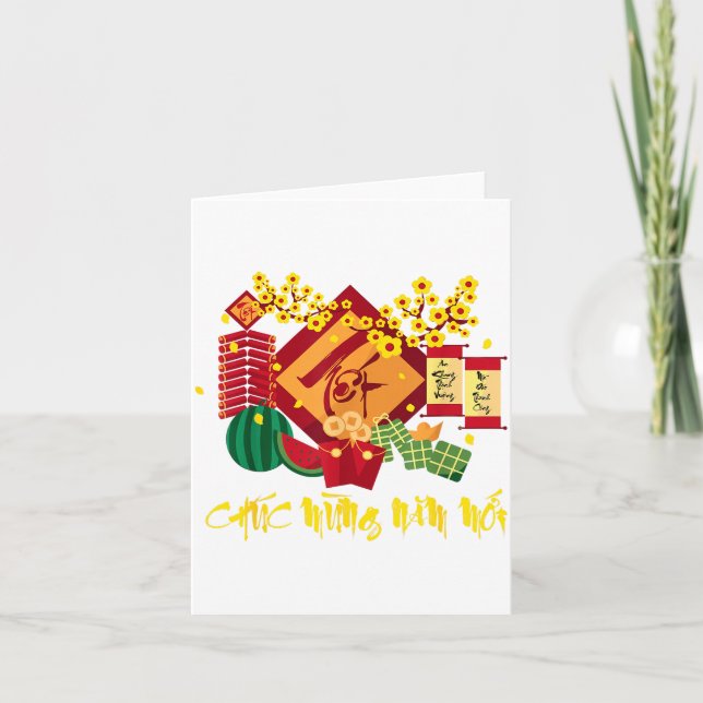 Vietnamesisches Neujahrsfest 2026 Tet Viet Chuc Mu Karte (Vorderseite)