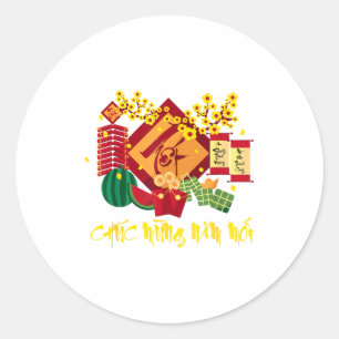 Vietnamesisches Neujahrsfest 2026 Tet Viet Chuc Mu Runder Aufkleber