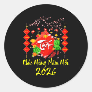 Vietnamesisches Neujahrsfest 2026 Tet Viet Chuc Mu Runder Aufkleber