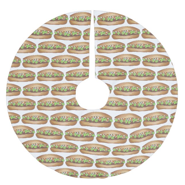 Vietnamesisches Schweinefleisch Banh Mi Sandwich R Polyester Weihnachtsbaumdecke (Vorderseite)