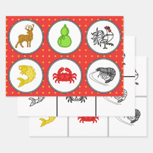 Vietnamesisches Spiel - 3 Wettmatten Geschenkpapier Set