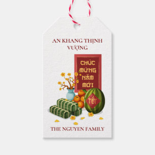 Vietnamesisches Tet Banh Chung Wassermelone & Hoa Geschenkanhänger