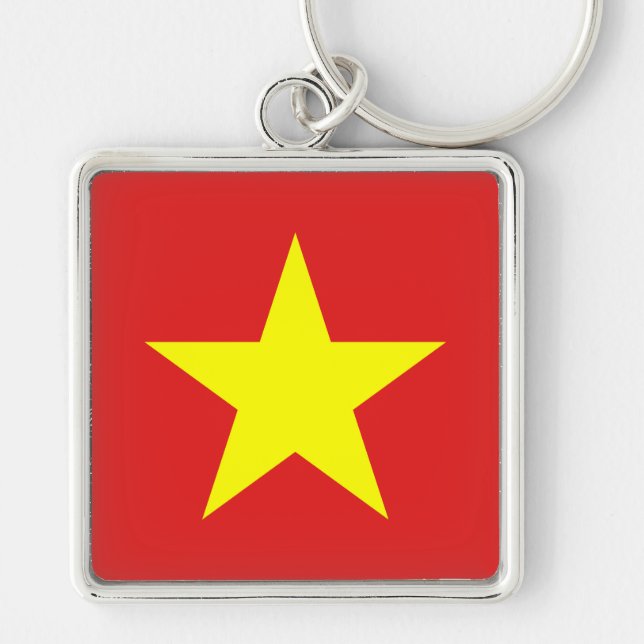 Vietnamflagge Gelber Star Square Schlüsselanhänger (Vorne)