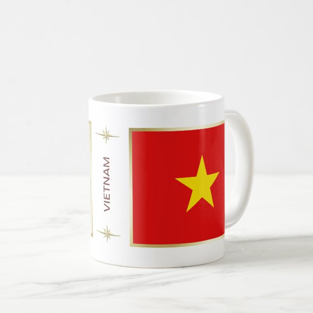 Vietnamflagge + Karte Tasse (VorderseiteRechts)