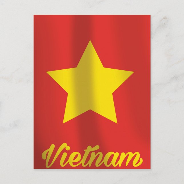 Vietnamflagge Vintage Reiseplakat Postkarte (Vorderseite)