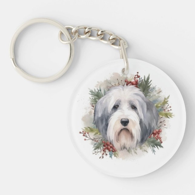Vieux anglais Sheepdog Christmas Wreath Festive Pu (Devant)