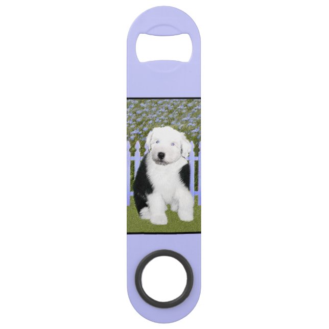 Vieux anglais Sheepdog Puppy Peinture - Chien Art (Devant)