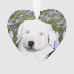Vieux anglais Sheepdog Puppy Peinture - Chien Art