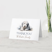 Vieux anglais Sheepdog Watercolor Carte de remerci