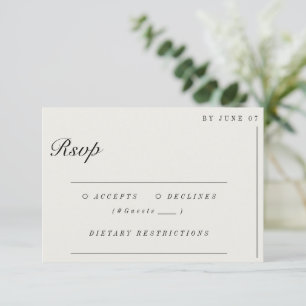 Vieux argent Minimaliste Ecru Blanc Mariage RSVP